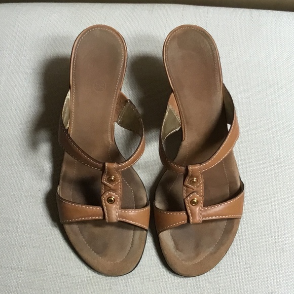 Cole Haan Brown Leather Slide Sandals - Picture 1 of 7